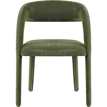 Sylvester Green Linen Textured Performance Fabric Dining Chair, Set of 2