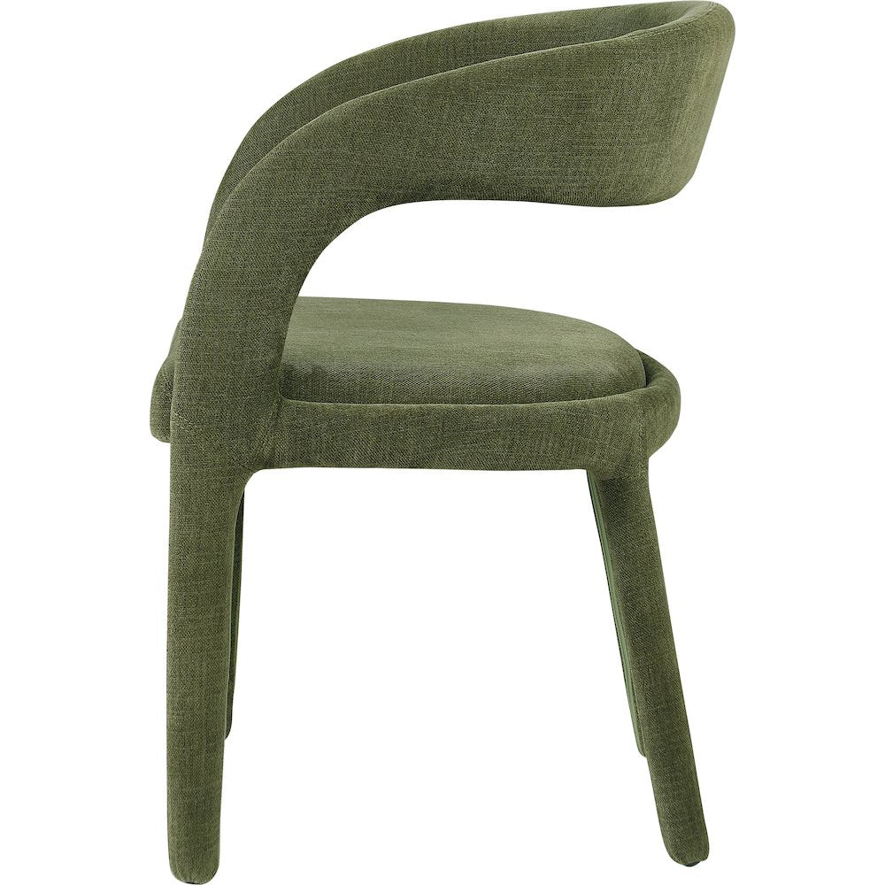 Sylvester Green Linen Textured Performance Fabric Dining Chair, Set of 2