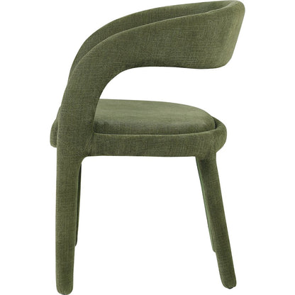 Sylvester Green Linen Textured Performance Fabric Dining Chair, Set of 2