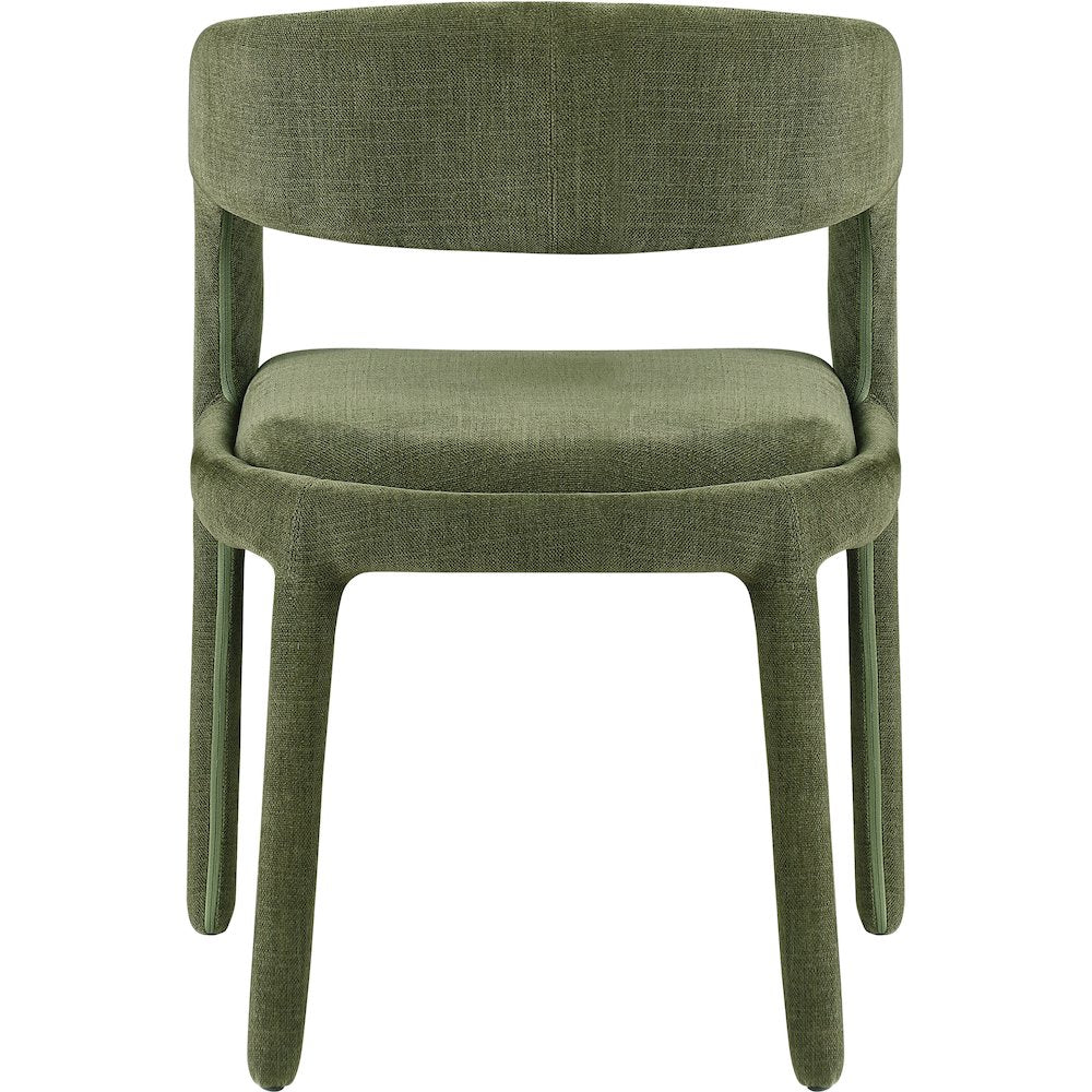 Sylvester Green Linen Textured Performance Fabric Dining Chair, Set of 2