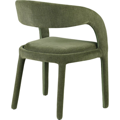Sylvester Green Linen Textured Performance Fabric Dining Chair, Set of 2