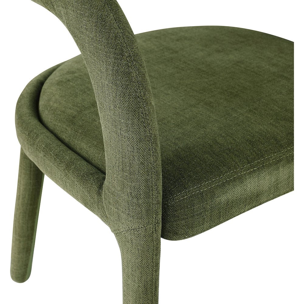 Sylvester Green Linen Textured Performance Fabric Dining Chair, Set of 2