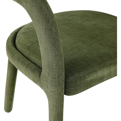Sylvester Green Linen Textured Performance Fabric Dining Chair, Set of 2