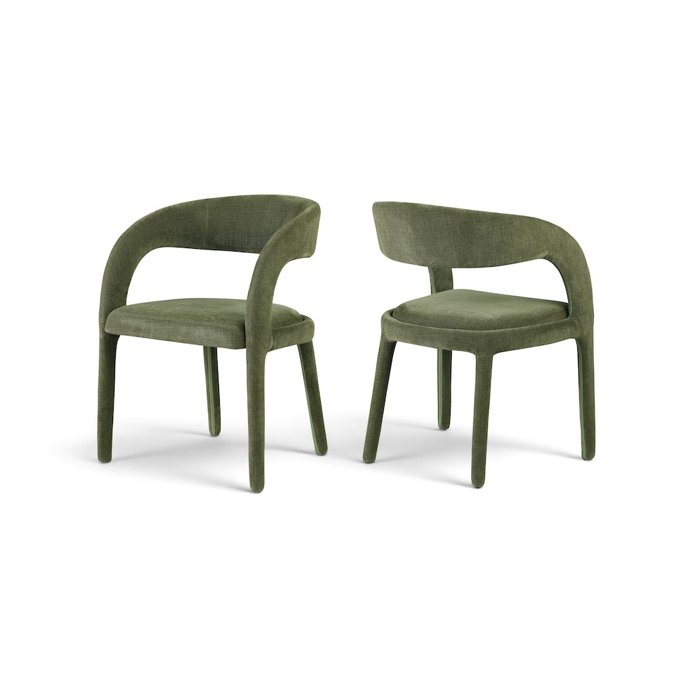 Sylvester Green Linen Textured Performance Fabric Dining Chair, Set of 2