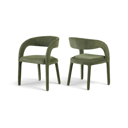 Sylvester Green Linen Textured Performance Fabric Dining Chair, Set of 2