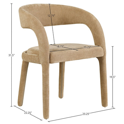 Sylvester Tan Linen Textured Performance Fabric Dining Chair, Set of 2