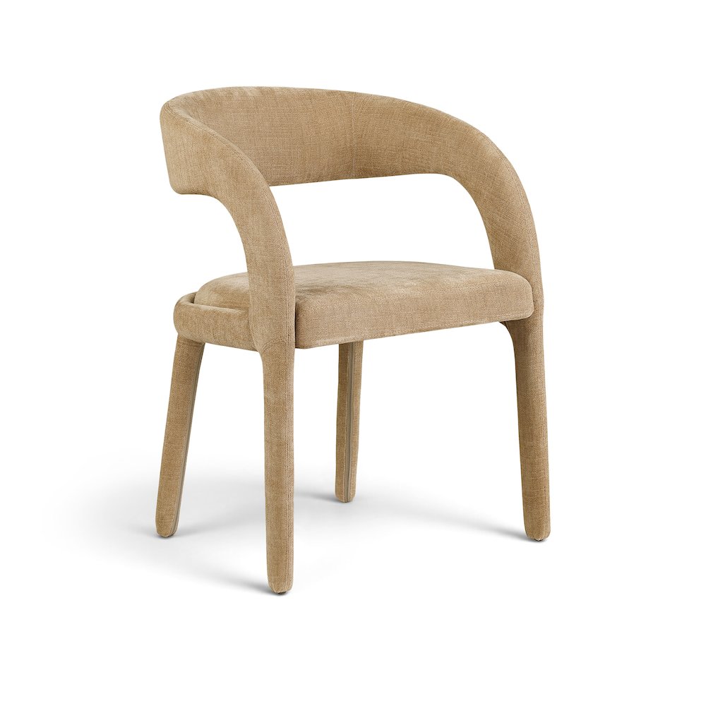 Sylvester Tan Linen Textured Performance Fabric Dining Chair, Set of 2