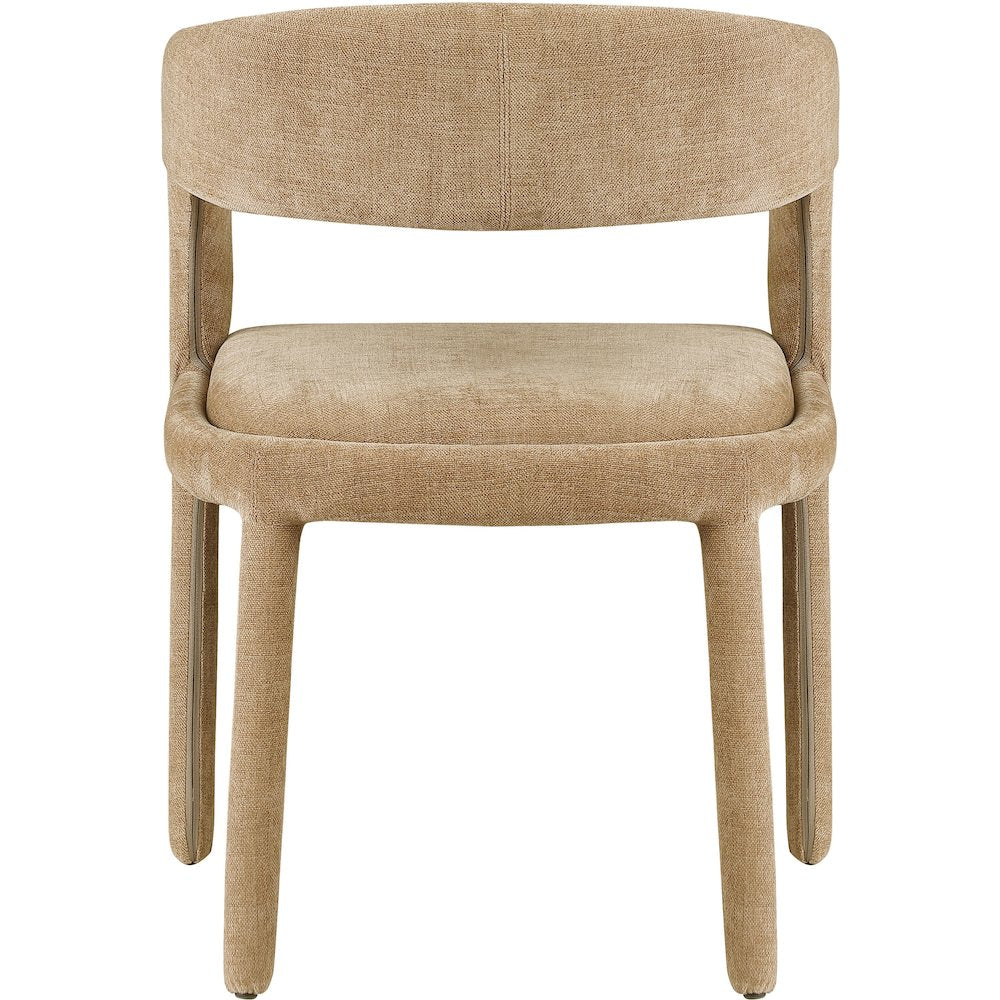 Sylvester Tan Linen Textured Performance Fabric Dining Chair, Set of 2