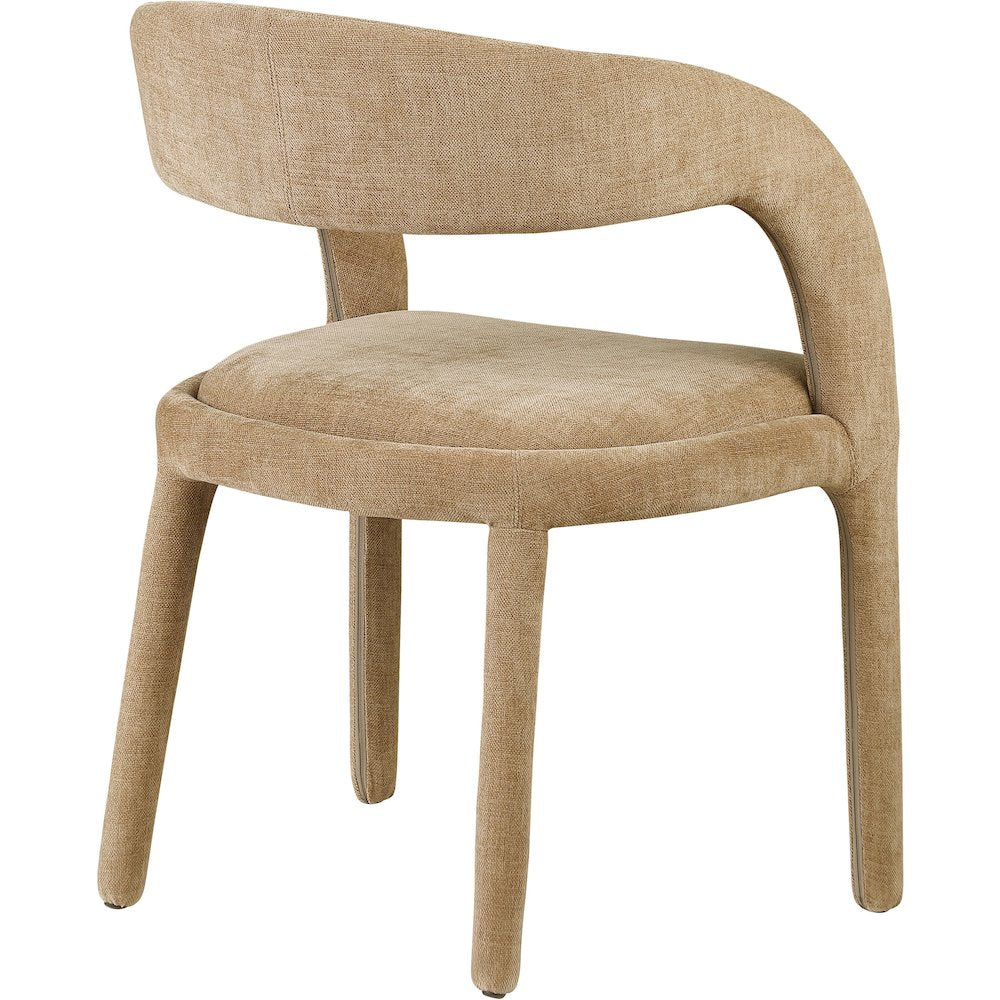 Sylvester Tan Linen Textured Performance Fabric Dining Chair, Set of 2