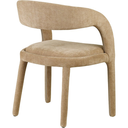 Sylvester Tan Linen Textured Performance Fabric Dining Chair, Set of 2