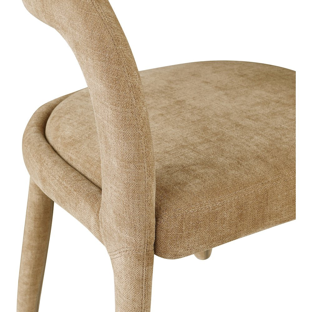 Sylvester Tan Linen Textured Performance Fabric Dining Chair, Set of 2