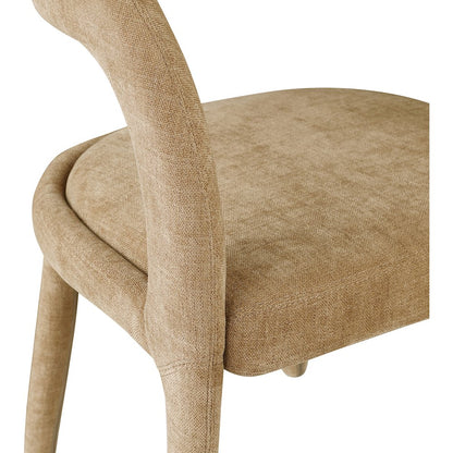 Sylvester Tan Linen Textured Performance Fabric Dining Chair, Set of 2