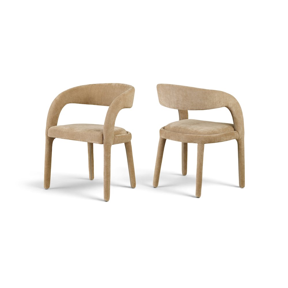 Sylvester Tan Linen Textured Performance Fabric Dining Chair, Set of 2