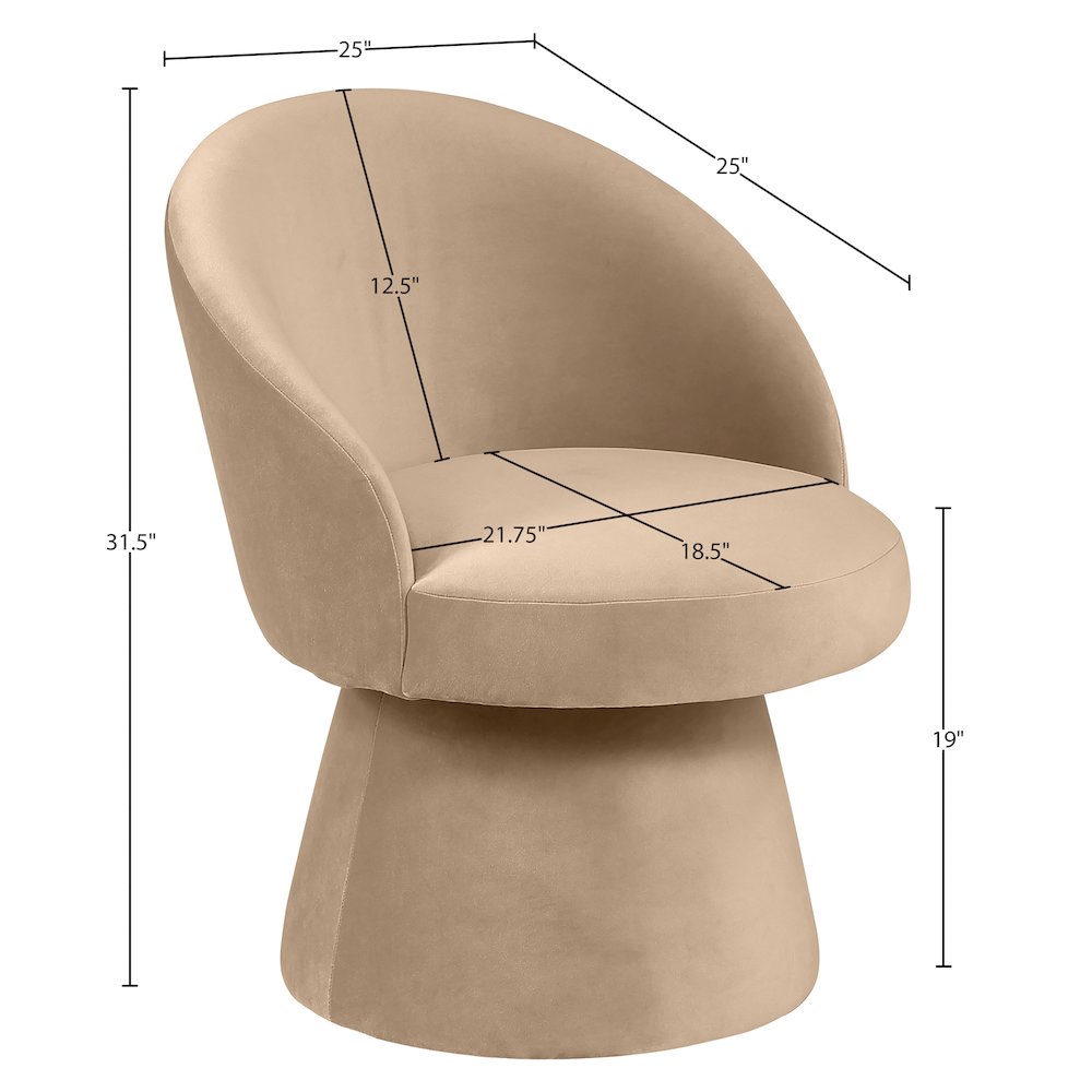 Selene Beige Velvet Performance Fabric Upholstered Swivel Dining Chair
