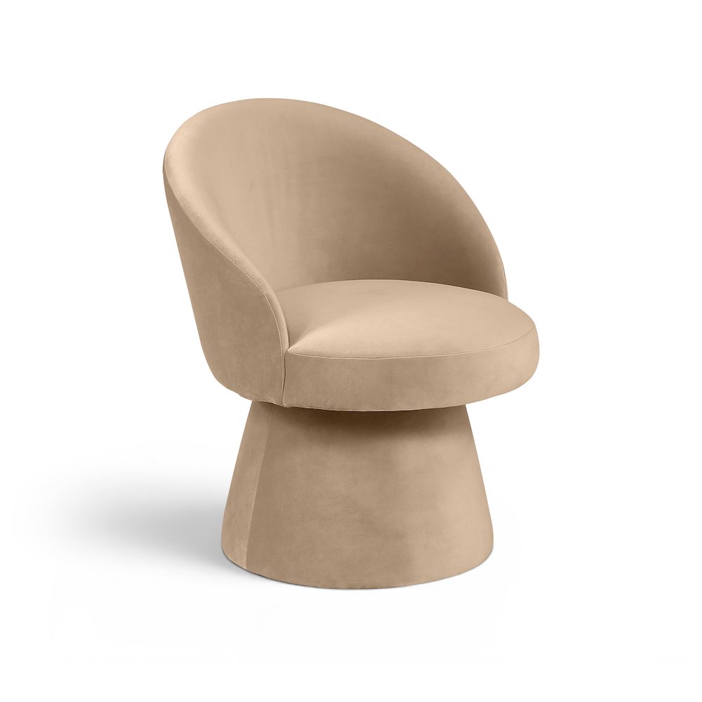 Selene Beige Velvet Performance Fabric Upholstered Swivel Dining Chair