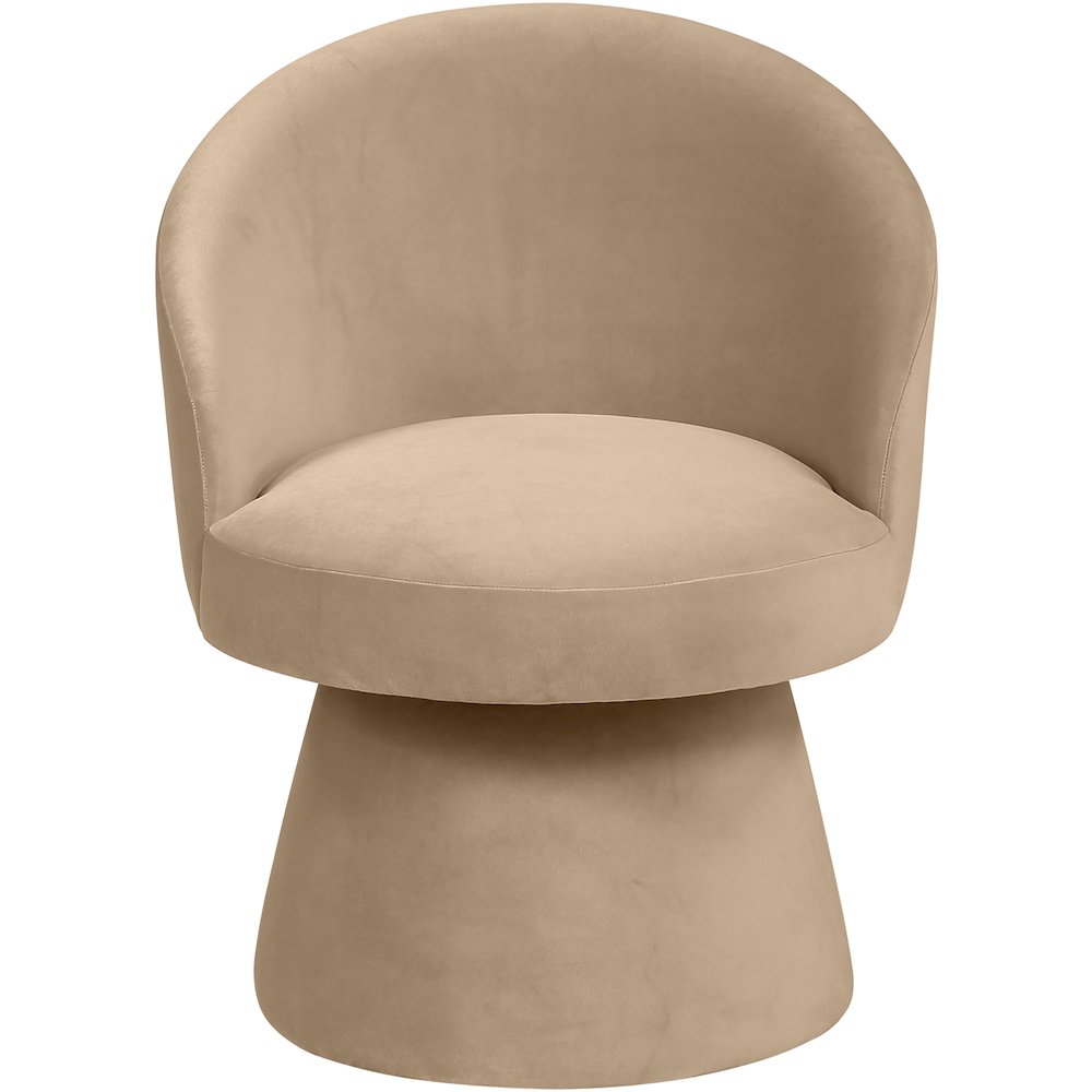 Selene Beige Velvet Performance Fabric Upholstered Swivel Dining Chair