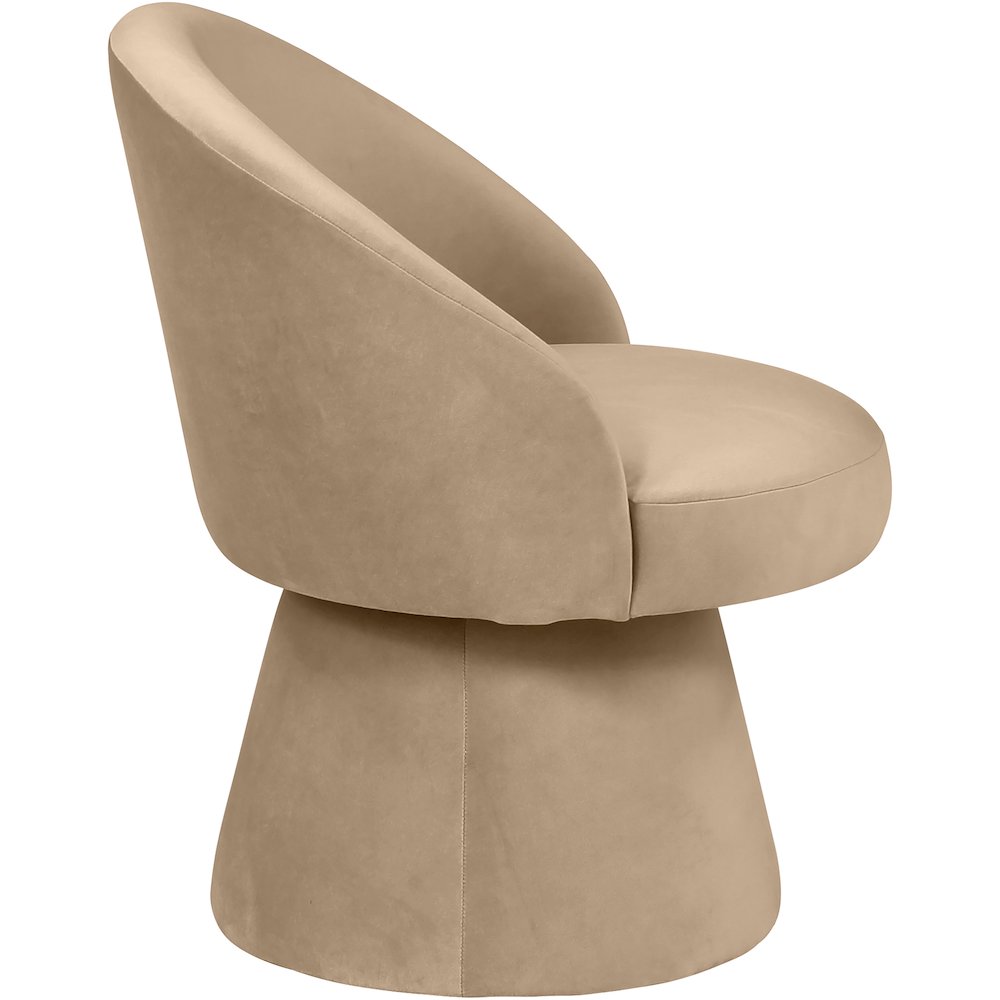 Selene Beige Velvet Performance Fabric Upholstered Swivel Dining Chair