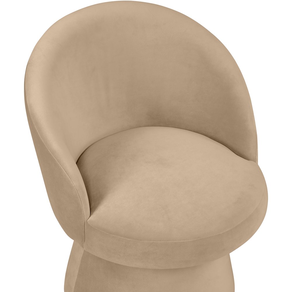 Selene Beige Velvet Performance Fabric Upholstered Swivel Dining Chair