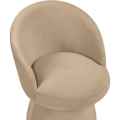 Selene Beige Velvet Performance Fabric Upholstered Swivel Dining Chair