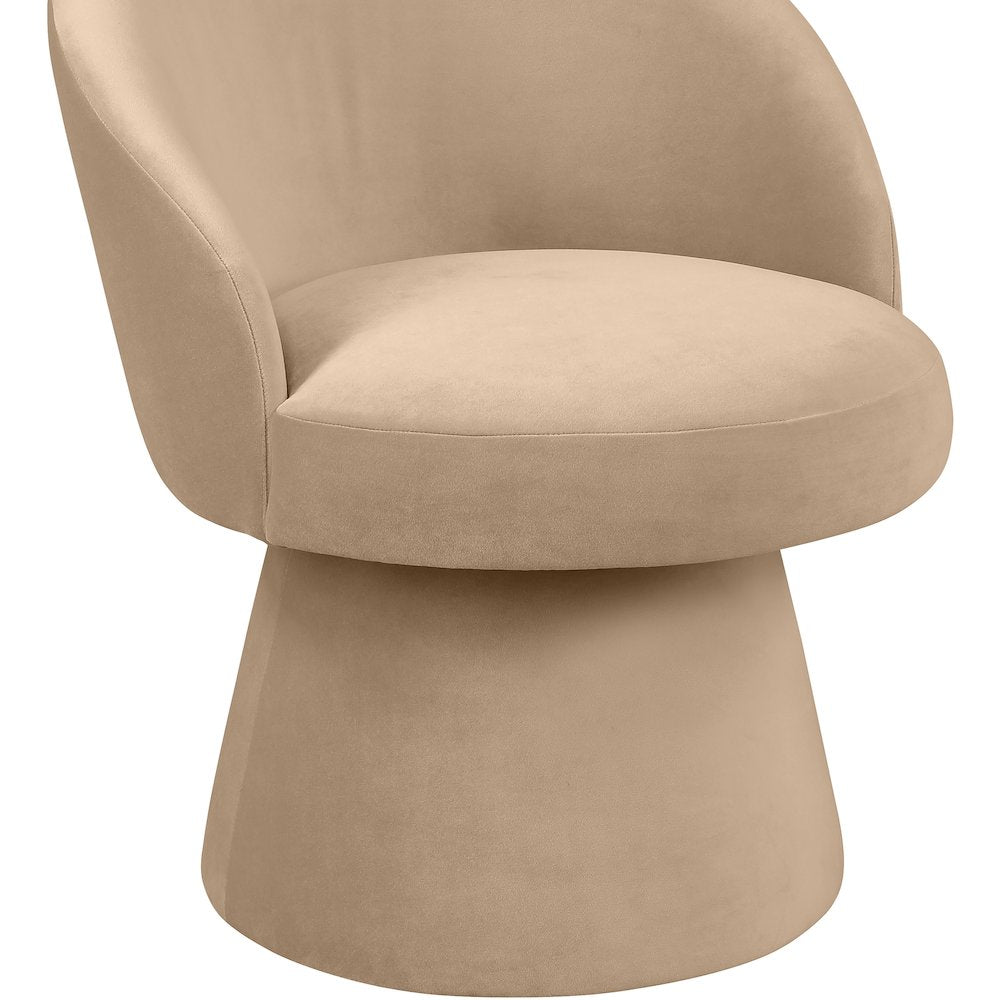 Selene Beige Velvet Performance Fabric Upholstered Swivel Dining Chair