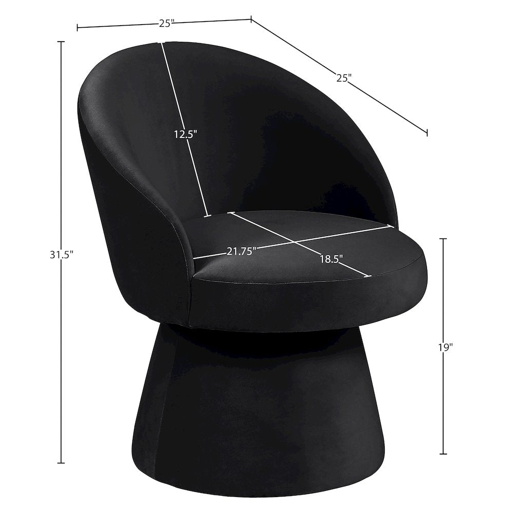 Selene Black Velvet Performance Fabric Upholstered Swivel Dining Chair