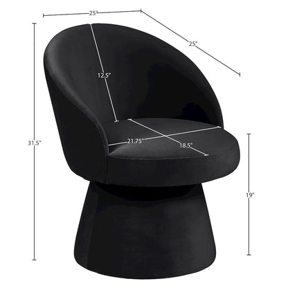 Selene Black Velvet Performance Fabric Upholstered Swivel Dining Chair