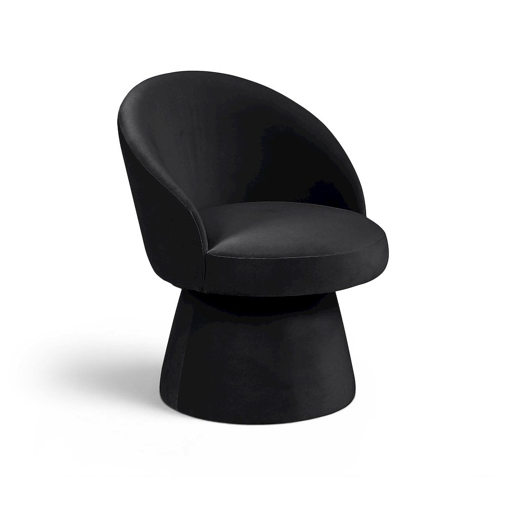 Selene Black Velvet Performance Fabric Upholstered Swivel Dining Chair