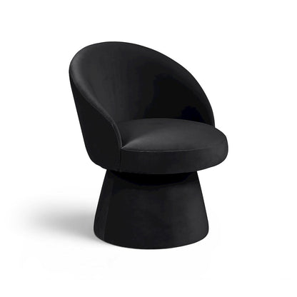 Selene Black Velvet Performance Fabric Upholstered Swivel Dining Chair