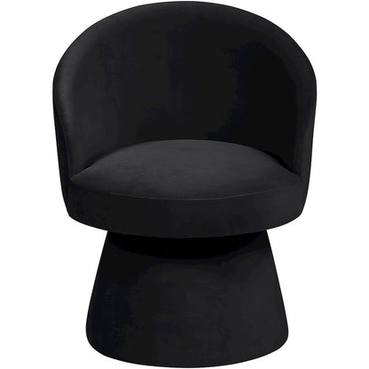 Selene Black Velvet Performance Fabric Upholstered Swivel Dining Chair