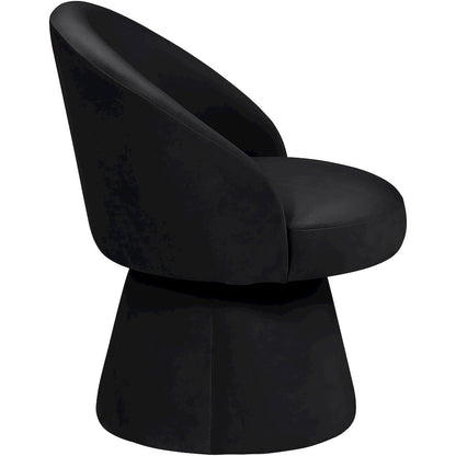 Selene Black Velvet Performance Fabric Upholstered Swivel Dining Chair