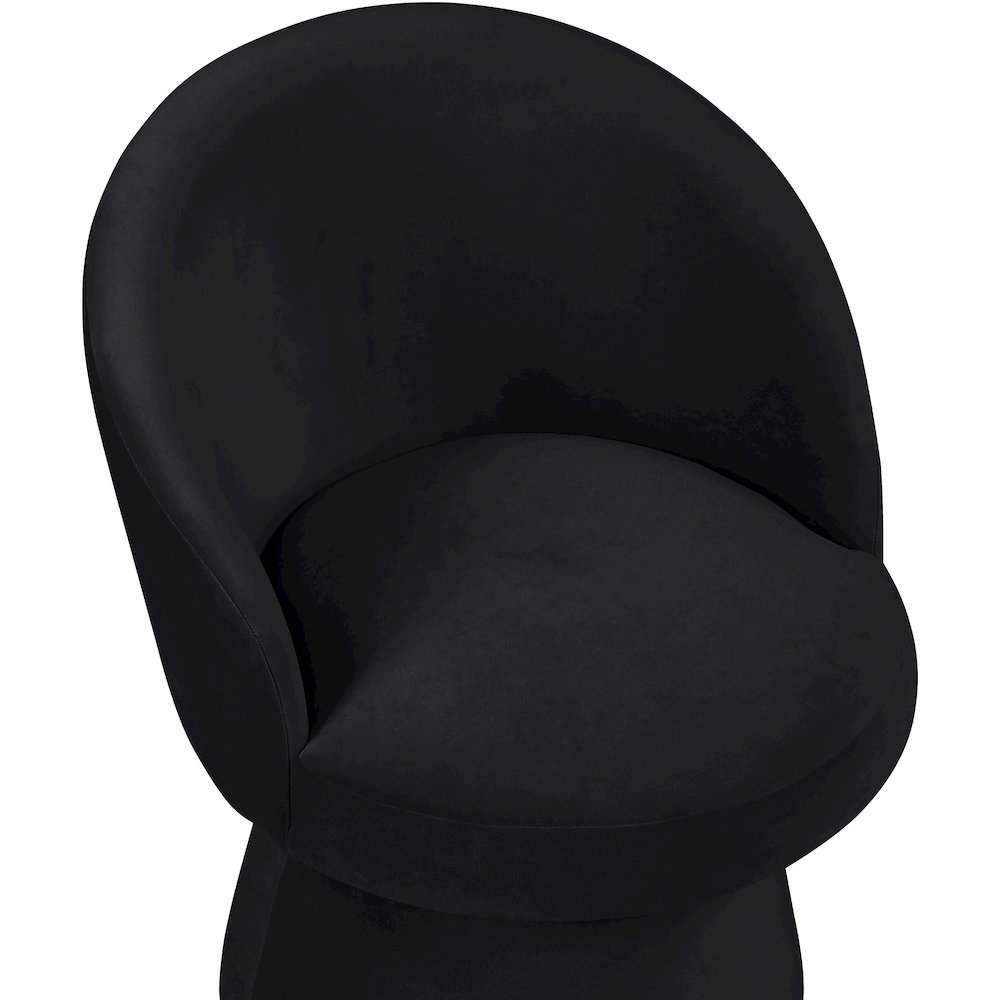 Selene Black Velvet Performance Fabric Upholstered Swivel Dining Chair