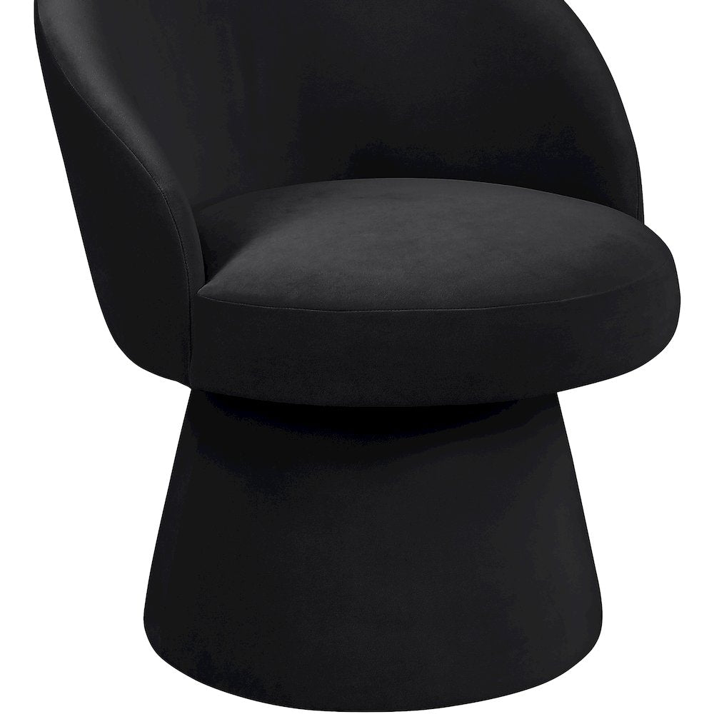 Selene Black Velvet Performance Fabric Upholstered Swivel Dining Chair