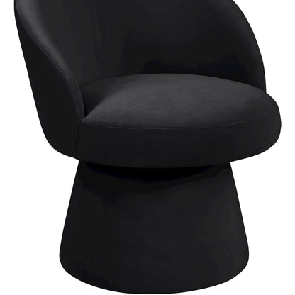 Selene Black Velvet Performance Fabric Upholstered Swivel Dining Chair