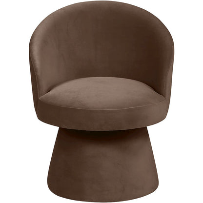 Selene Brown Velvet Performance Fabric Upholstered Swivel Dining Chair