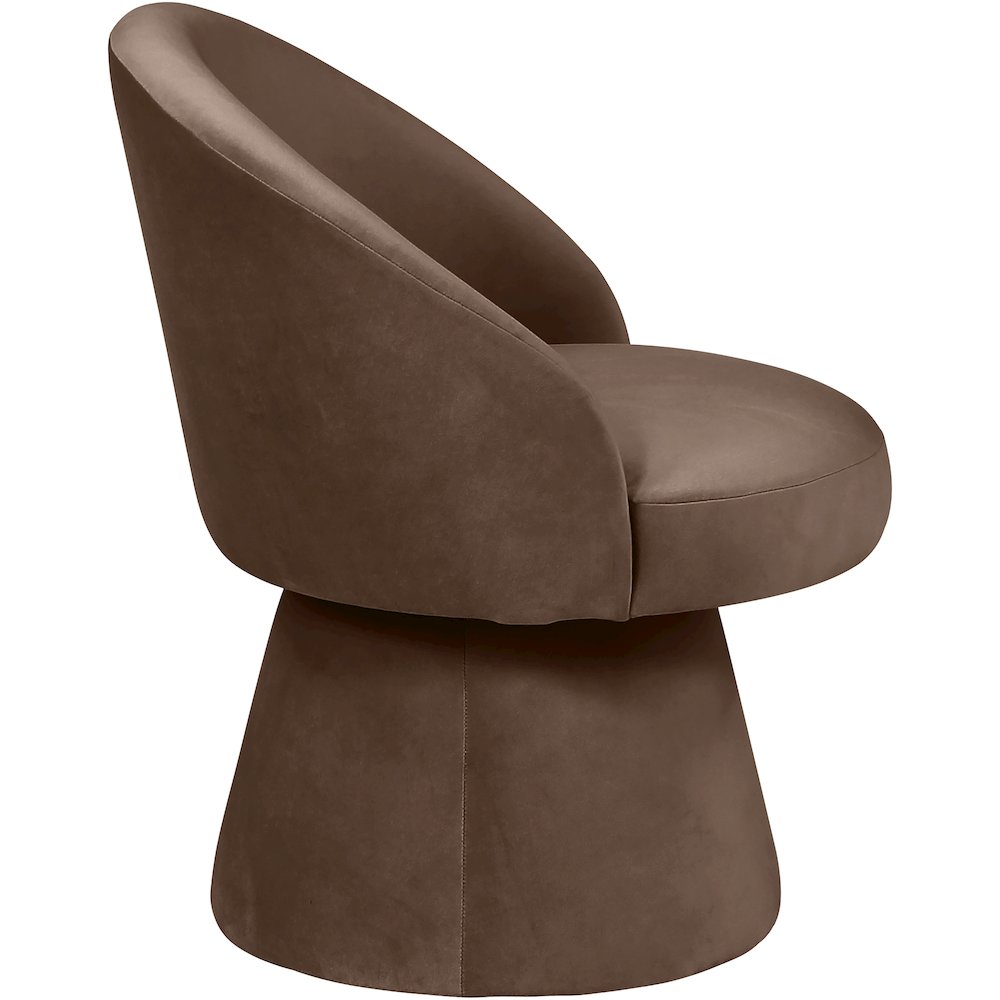 Selene Brown Velvet Performance Fabric Upholstered Swivel Dining Chair
