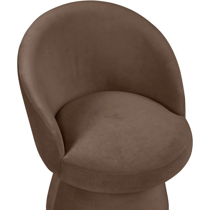 Selene Brown Velvet Performance Fabric Upholstered Swivel Dining Chair
