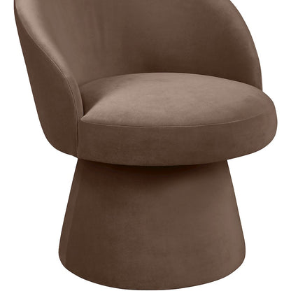 Selene Brown Velvet Performance Fabric Upholstered Swivel Dining Chair