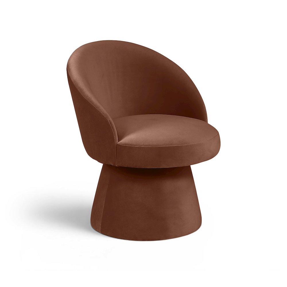 Selene Cognac Velvet Performance Fabric Upholstered Swivel Dining Chair