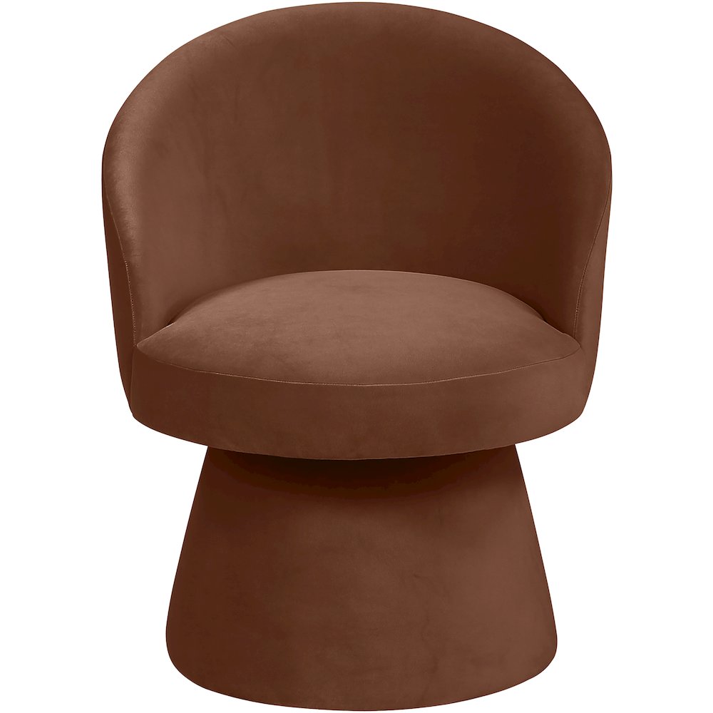 Selene Cognac Velvet Performance Fabric Upholstered Swivel Dining Chair