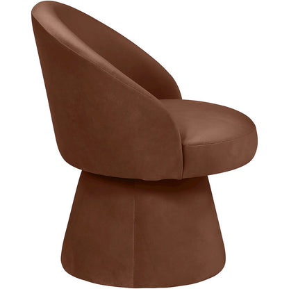 Selene Cognac Velvet Performance Fabric Upholstered Swivel Dining Chair