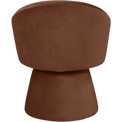 Selene Cognac Velvet Performance Fabric Upholstered Swivel Dining Chair