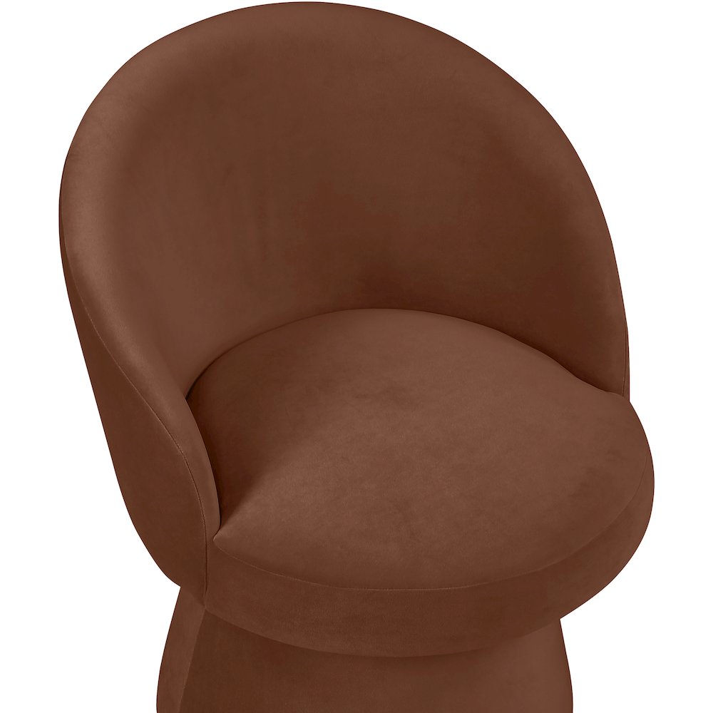 Selene Cognac Velvet Performance Fabric Upholstered Swivel Dining Chair