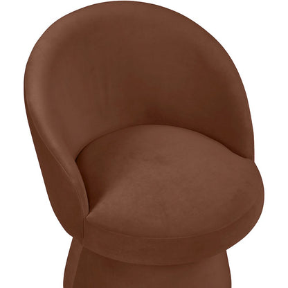 Selene Cognac Velvet Performance Fabric Upholstered Swivel Dining Chair
