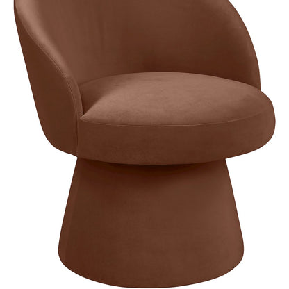 Selene Cognac Velvet Performance Fabric Upholstered Swivel Dining Chair