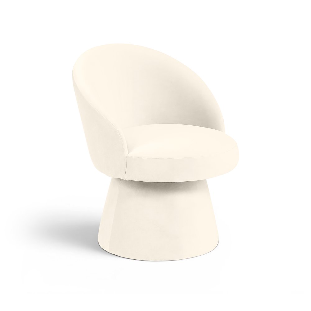 Selene Cream Velvet Performance Fabric Upholstered Swivel Dining Chair