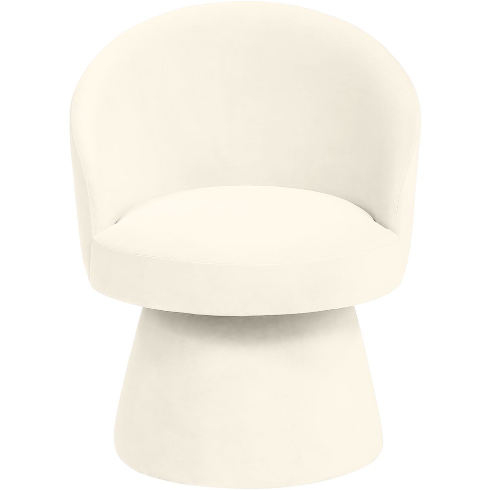 Selene Cream Velvet Performance Fabric Upholstered Swivel Dining Chair