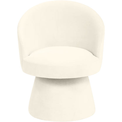 Selene Cream Velvet Performance Fabric Upholstered Swivel Dining Chair