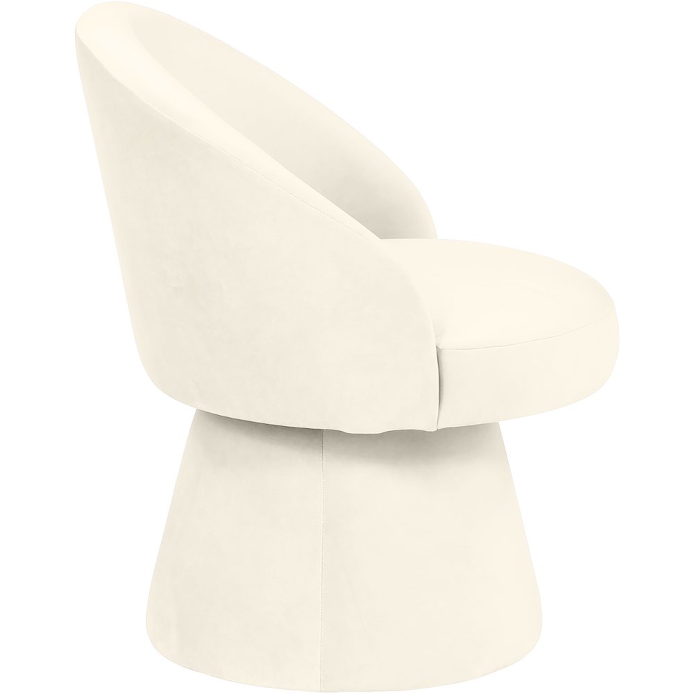 Selene Cream Velvet Performance Fabric Upholstered Swivel Dining Chair