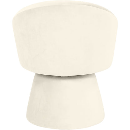 Selene Cream Velvet Performance Fabric Upholstered Swivel Dining Chair