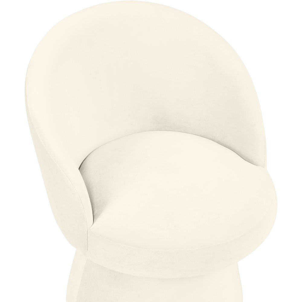 Selene Cream Velvet Performance Fabric Upholstered Swivel Dining Chair